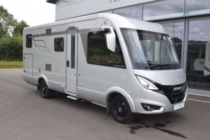Front view of HYMER BMC-I 580 parked outside Travelworld motorhomes showroom in Stafford