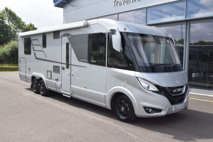 Front view of HYMER BML-I 890 parked outside Travelworld motorhomes showroom in Stafford