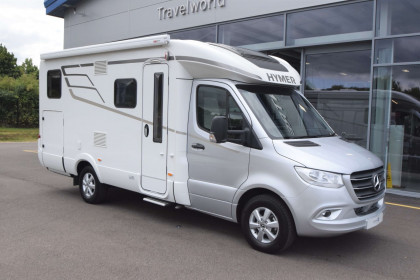 Front view of HYMER BMC-T 580 parked outside Travelworld motorhomes