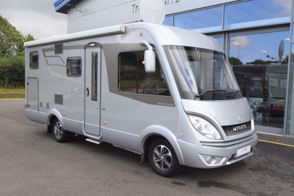 Front view of HYMER ML-I 570 parked outside Travelworld motorhomes showroom in Stafford