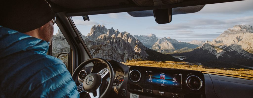 Hymer Blue Evolution in the mountains