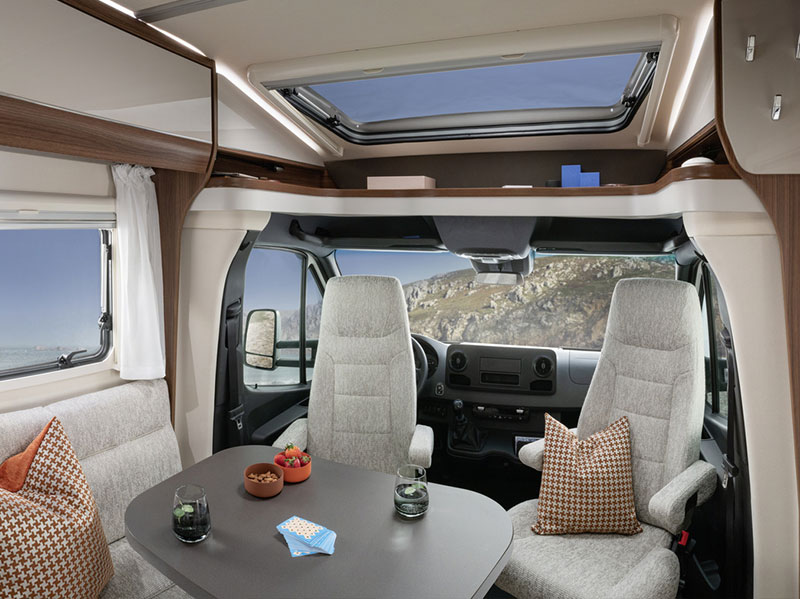 HYMER ML-T 570 lounge and cockpit view