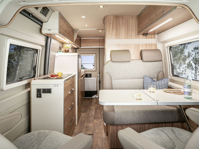 HYMER Camper Van Grand Canyon Lounge area and dining table