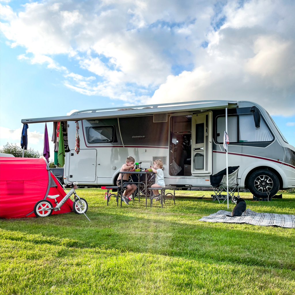 Kampafam Children Outside Motorhome