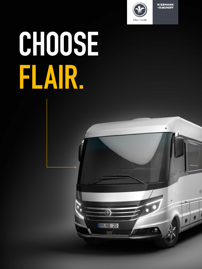 Niesmann & Bischoff Flair motorhome with choose flair text next to it