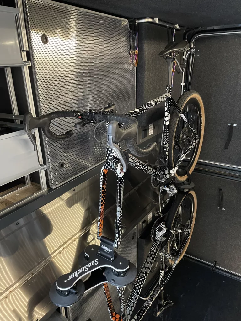 Guy's bike in his Niesmann+Bischoff iSmove motorhome garage